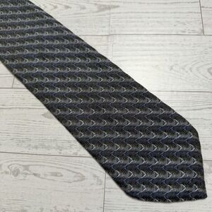 Jhane Barnes Woven Silk Tie Brocade Texture Blue Grey Stripe Tie 3.5 X 59